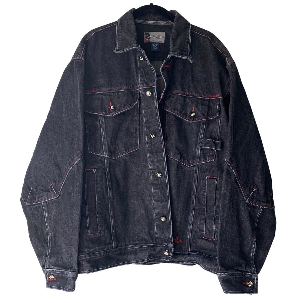 Vintage RAW BLUE Collective Jeans Denim Jacket Men's L Y2K Faded Black Oversized